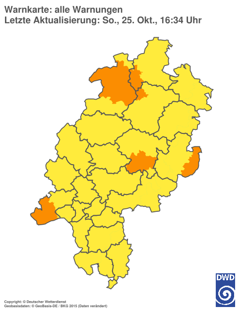 Aktuelle Warnkarte: Hessen