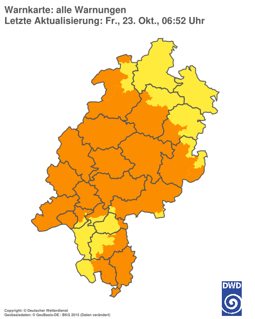 Aktuelle Warnkarte: Hessen